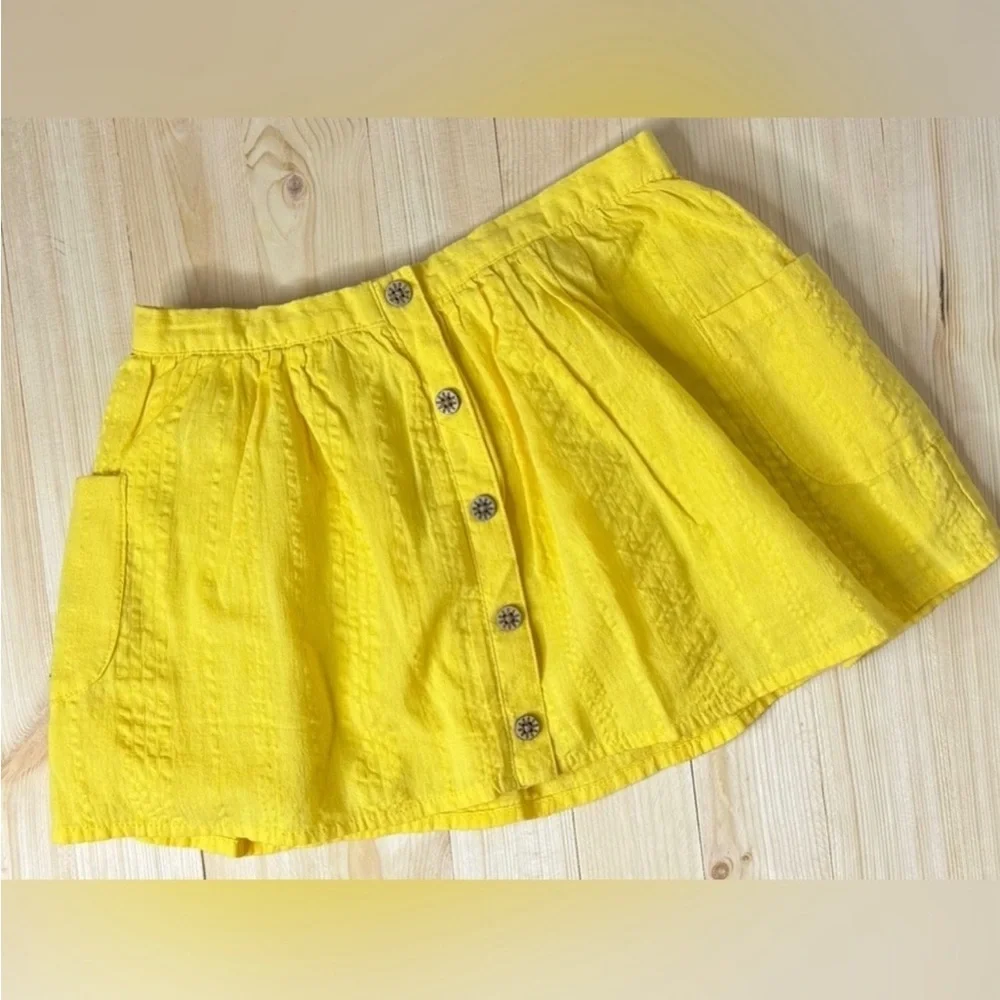 OshKosh B’gosh Yellow Button Front Skirt 3T Girls Bright Summer Pocket Skirt